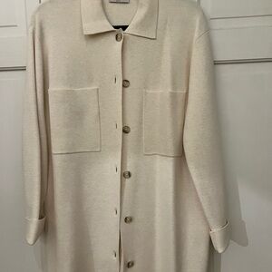 Aritzia Cream Knit Button-Up Long Sweater